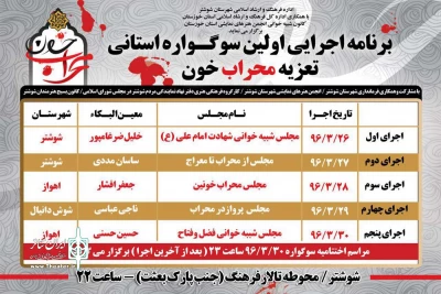 برنامه اجرایی اولین سوگواره استانی تعزیه «محراب خون» منتشر شد