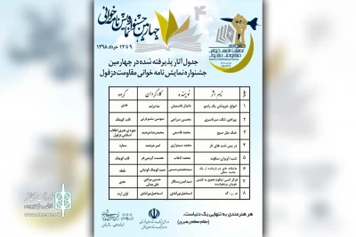 از سوی شورای انتخاب

آثار شرکت کننده  در چهارمین جشنواره نمایشنامه خوانی مقاومت دزفول اعلام شدند
