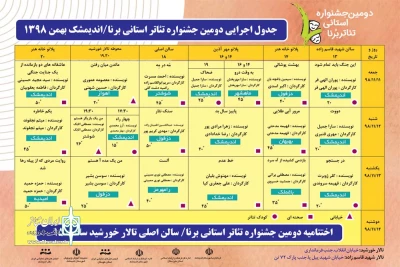 از سوی دبیرخانه جشنواره؛

جدول اجرایی دومین جشنواره استانی تئاتر برنا منتشر شد
