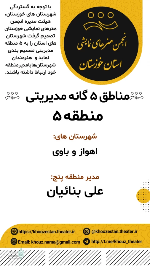 تقسیم بندی شهرستان های خوزستان به پنج منطقه مدیریتی 7